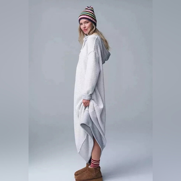 Free People Dresses & Skirts - Free People Aja Pullover Hoodie Midi Sweater Dress in Heather Grey XS
